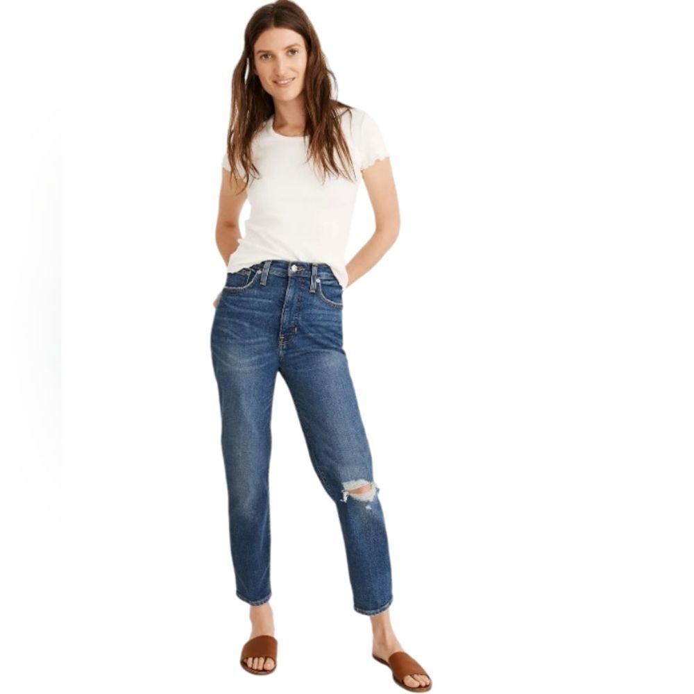Madewell The Mom Jean In Medium Ellwyn Wash Zip Fly Size 28